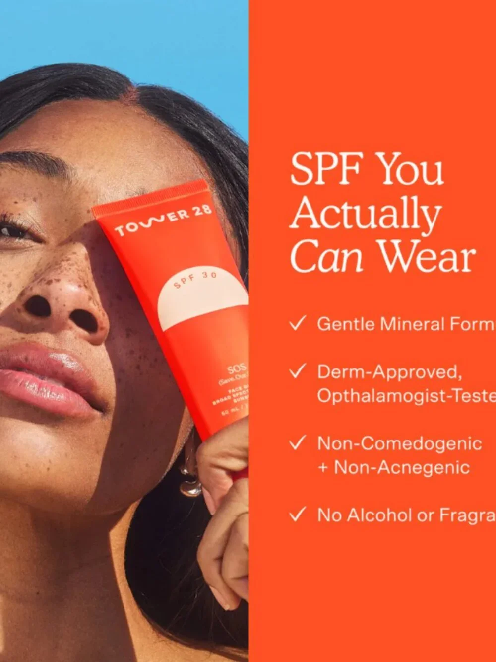 ☀️Tower 28 Beauty- SOS FaceGuard SPF 30 Mineral Sunscreen - 50ml Full Size - NIB - Picture 4 of 6